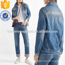 Le Studded Denim Jacket Manufacture Wholesale Fashion Women Apparel (TA3032C)